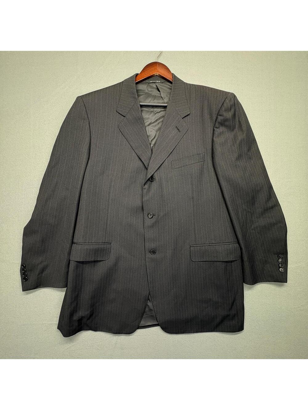 Canali Harry Rosen Dark Gray Wool Pinstripe Suit Jacket Size 58 Large